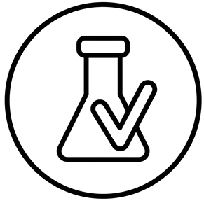 black line-art icon representing 3th party tested