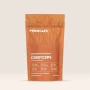 RIMECAPS Cordyceps sinensis performance mushroom supplement pouch, premium organic stand-up packaging