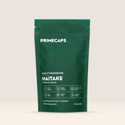 PRIMECAPS Maitake vitality mushroom supplement pouch, premium organic stand-up packaging