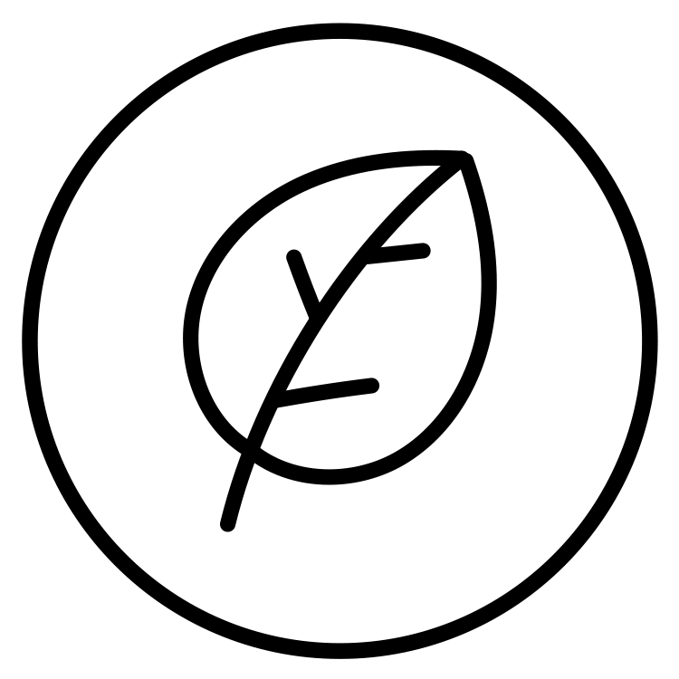 PRIMECAPS black line-art icon representing 100% organic formulation.