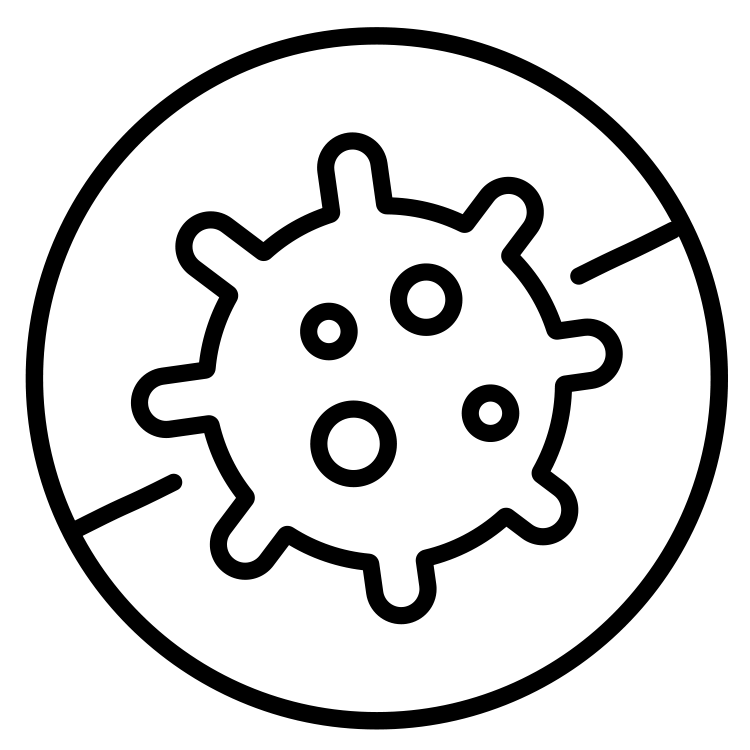 PRIMECAPS black line-art icon representing anti microbial