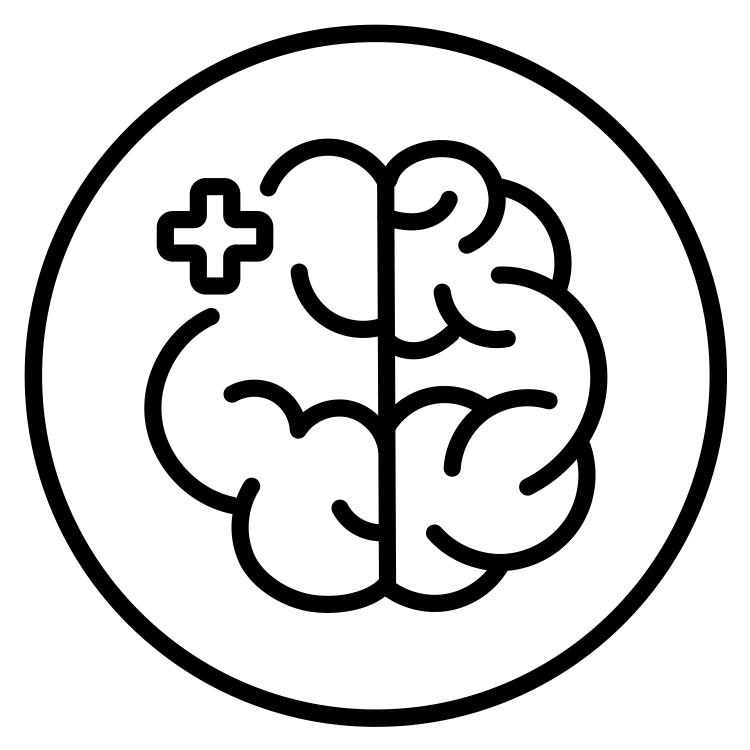 black line-art icon representing brain health