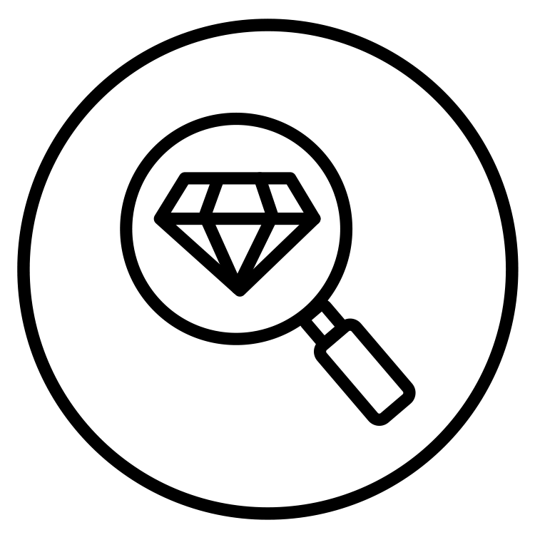 black line-art icon representing clarity