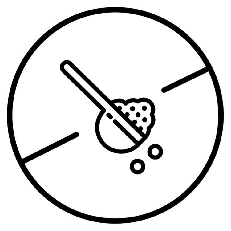 PRIMECAPS black line-art icon representing filler free content