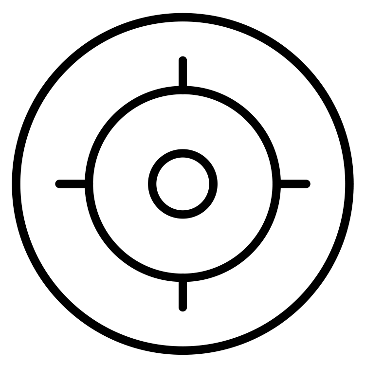 black line-art icon representing focus