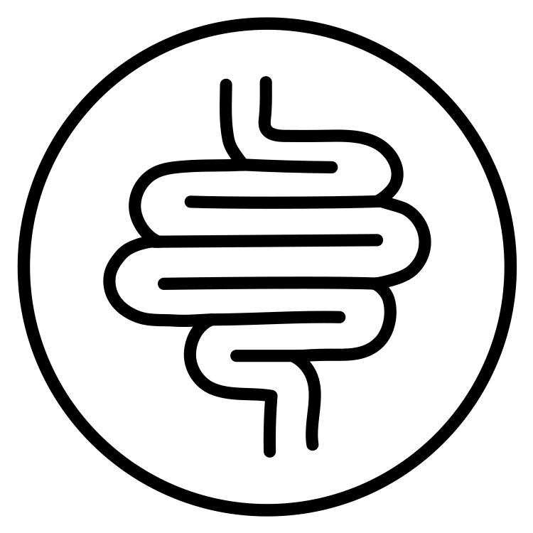 black line-art icon representing gut health