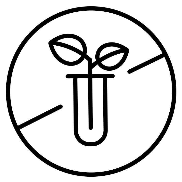 black line-art icon representing non gmo